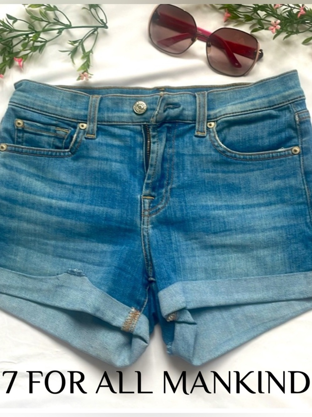 7 For All Mankind Blue Jean Denim Shorts High Quality NWT/NWOT Size 24